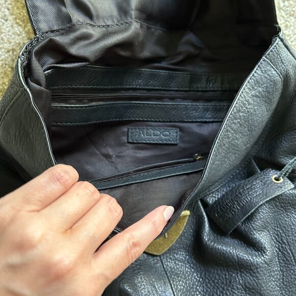 Vintage Aldo Navy Blue Satchel‎ Handbag with Two Pockets - Picture 7 of 7